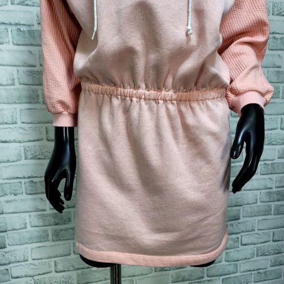 Vintage 80s Hang Ten Size S Pink‎ Ribbed Dropped Waist Sweatshirt Dress New Wave - Picture 3 of 8